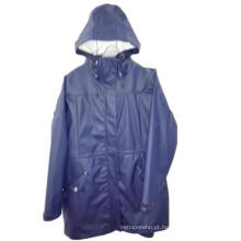 Taped Navy Solid PU impermeável Raincoat para adultos